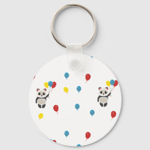 Panda beer met ballonnen wit sleutelhanger