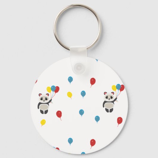 Panda beer met ballonnen wit sleutelhanger (Voorkant)