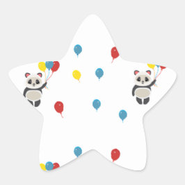 Panda beer met ballonnen wit ster sticker