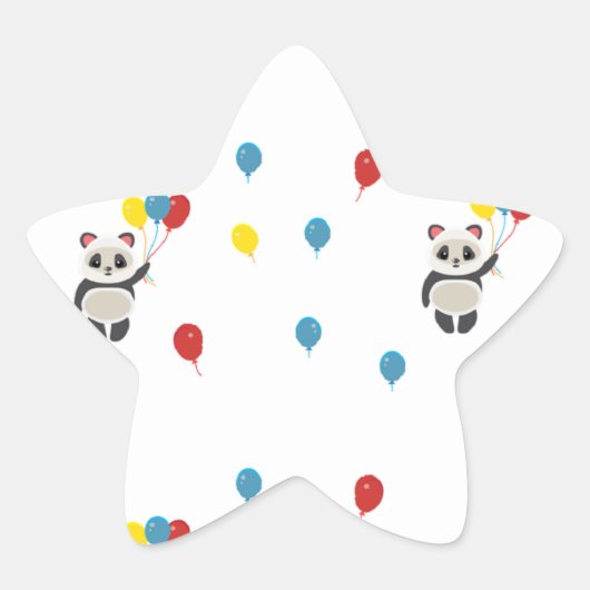 Panda beer met ballonnen wit ster sticker (Voorkant)