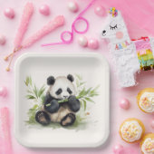 Panda Beer met bamboe Papieren Bordje (Feest)