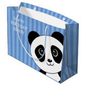 Panda-Beer met blauwe strepen op zaterdag Groot Cadeauzakje (Achterkant Gekanteld)