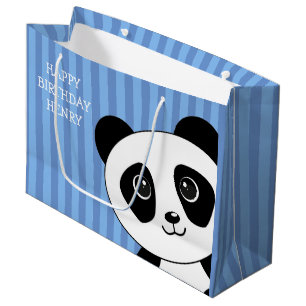 Panda-Beer met blauwe strepen op zaterdag Groot Cadeauzakje
