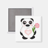 Panda-Beer met bloemen Magneet (Voorkant / Achterkant)