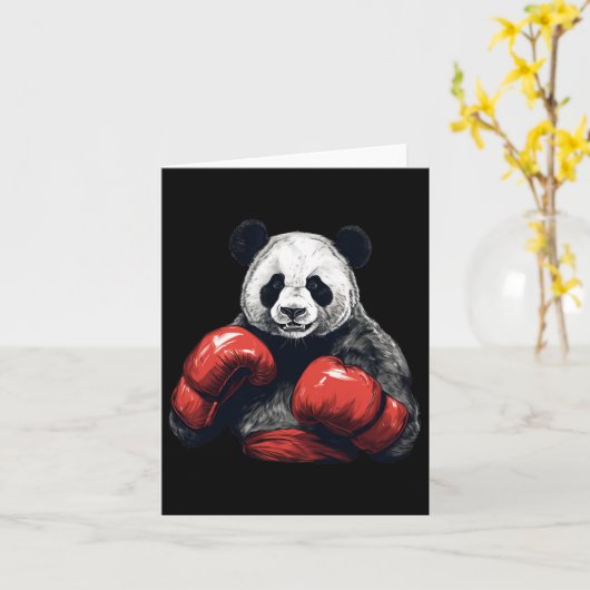 Panda Beer met bokshandschoenen - Funny Boxing Kaart (Gele Bloem)