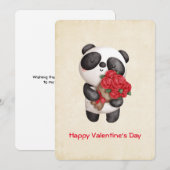 Panda-Beer met Bouquet van Valentijnse Rozen Feestdagenkaart (Voorkant / Achterkant)