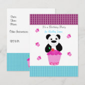 Panda Beer met Cupcakes Birthday Party Invitation Kaart (Voorkant / Achterkant)