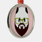 Panda Beer met een Baard Metalen Ornament (Rechts)