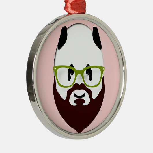 Panda Beer met een Baard Metalen Ornament (Rechts)