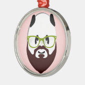 Panda Beer met een Baard Metalen Ornament (Links)