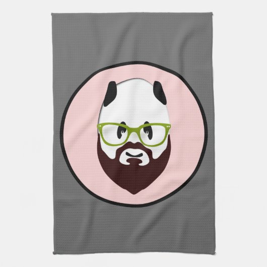 Panda Beer met een Baard Theedoek (Verticaal)
