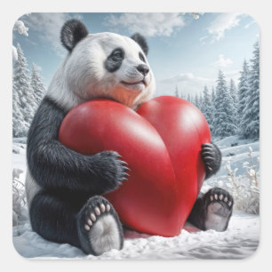 Panda Beer met een groot hart Vierkante Sticker