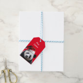 Panda-Beer met een Pet van de kerstman Cadeaulabel (Met Touw)