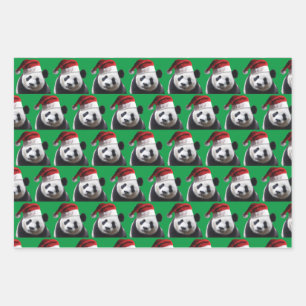 Panda Beer met een Sinterklaas pet voor Kerstmis Inpakpapier Vel