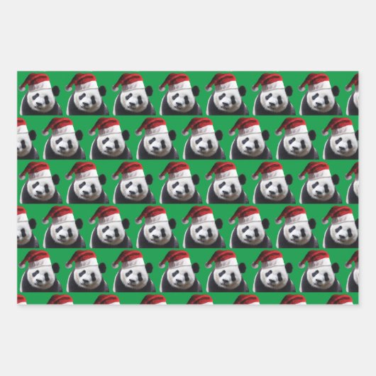 Panda Beer met een Sinterklaas pet voor Kerstmis Inpakpapier Vel (Voorkant)