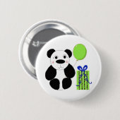 Panda-Beer met Groene Ballon Ronde Button 5,7 Cm (Voorkant /achterkant)