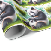 Panda Beer met haar welp Cadeaupapier (Rol Hoek)