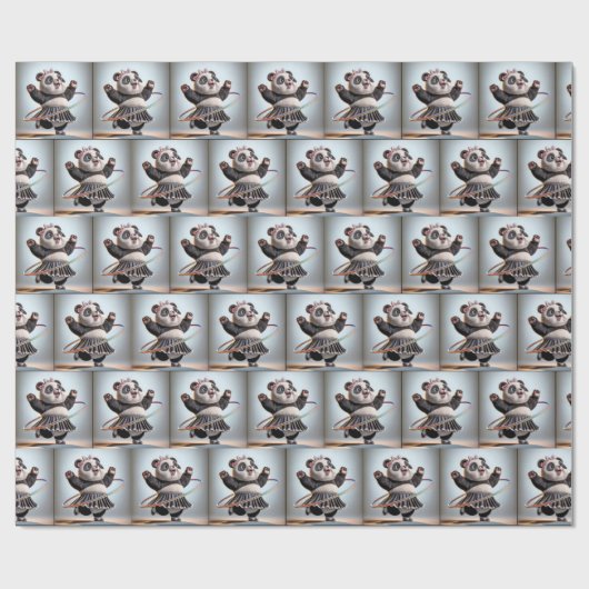 Panda Beer met Hula Hoop Cadeaupapier (Vlak)