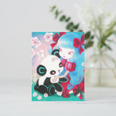 Panda-Beer met Kawaii Girl Briefkaart (Staand voorkant)