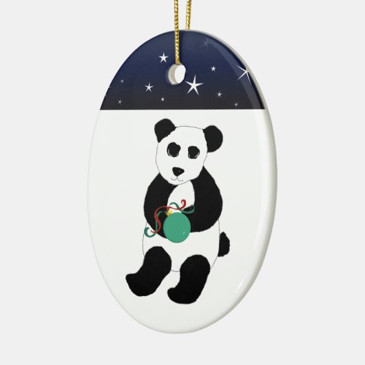 Panda Beer met Kerstbal Keramisch Ornament (Links)
