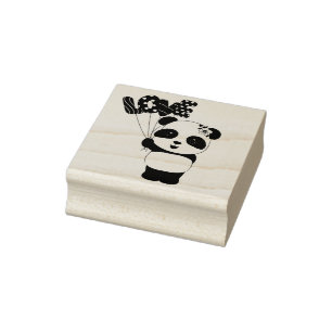 Panda-Beer met liefdesballonnen Rubber Stamp Rubberstempel