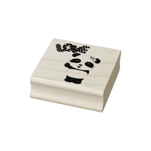 Panda-Beer met liefdesballonnen Rubber Stamp Rubberstempel (Stempel)
