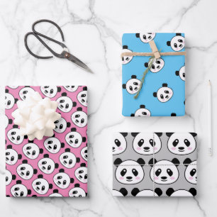 Panda-beer met papierbladen inpakpapier vel