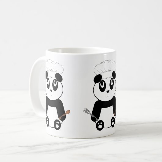 Panda-Beer met pet Mok van chef-kok (Voorkant links)
