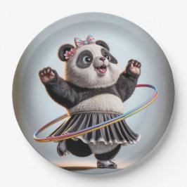 Panda Beer met Rainbow Hula Hoop Papieren Bordje