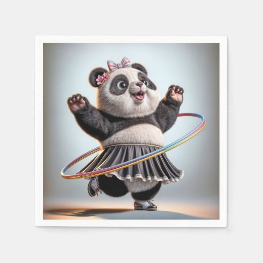 Panda Beer met Rainbow Hula Hoop Servet (Voorkant)