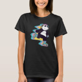 Panda Beer met Roller Schaatsen voor Skater en Bee T-shirt (Voorkant)