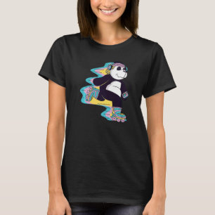 Panda Beer met Roller Schaatsen voor Skater en Bee T-shirt