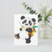 Panda-Beer met rugzak Briefkaart (Staand voorkant)