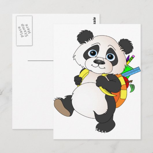 Panda-Beer met rugzak Briefkaart (Voorkant / Achterkant)