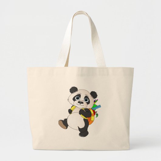 Panda-Beer met rugzak Grote Tote Bag (Voorkant)