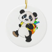 Panda-Beer met rugzak Keramisch Ornament (Voorkant)