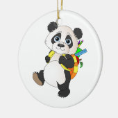 Panda-Beer met rugzak Keramisch Ornament (Links)