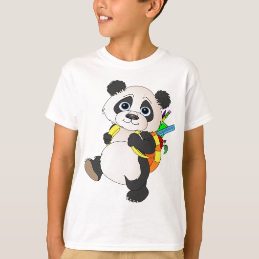 Panda-Beer met rugzak T-shirt (Voorkant)