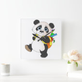 Panda-Beer met rugzak Vierkante Klok (Huis)