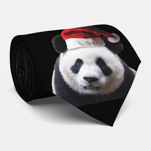 Panda-Beer met Santa Hat Stropdas (Opgerold)