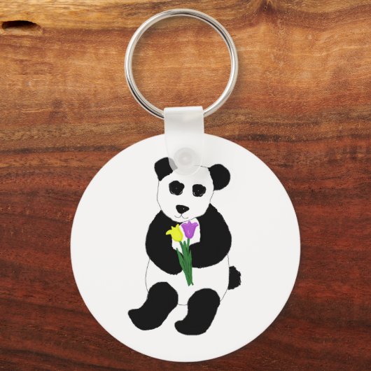 Panda-Beer met Tulips Sleutelhanger (Voorkant)
