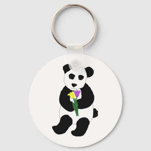 Panda Beer met Tulpen Sleutelhanger (Voorkant)