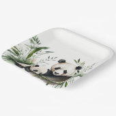 Panda Beer met welp Papieren Bordje (Gebogen)