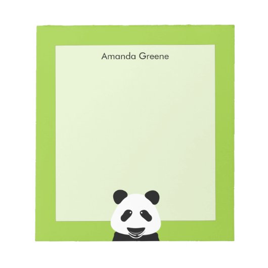 Panda Beer Modern Groen Gepersonaliseerd Notitieblok (Voorkant)