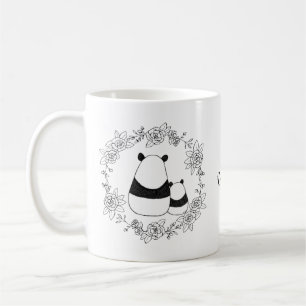 Panda beer moeder en baby gepersonaliseerd met naa koffiemok
