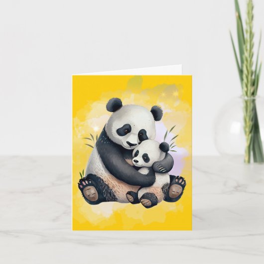 Panda Beer moeder en Baby Moederdag Kaart (Voorkant)