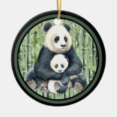 Panda Beer Momma en Baby Keramisch Ornament (Voorkant)