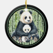 Panda Beer Momma en Baby Keramisch Ornament (Achterkant)