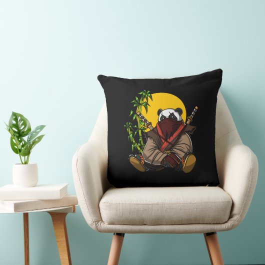 Panda Beer Ninja Samurai Warrior Animal Kussen (Stoel)