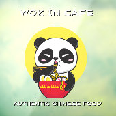 Panda Beer Noodles Chinese Restaurant aanpassen Raamsticker (Vel 3)